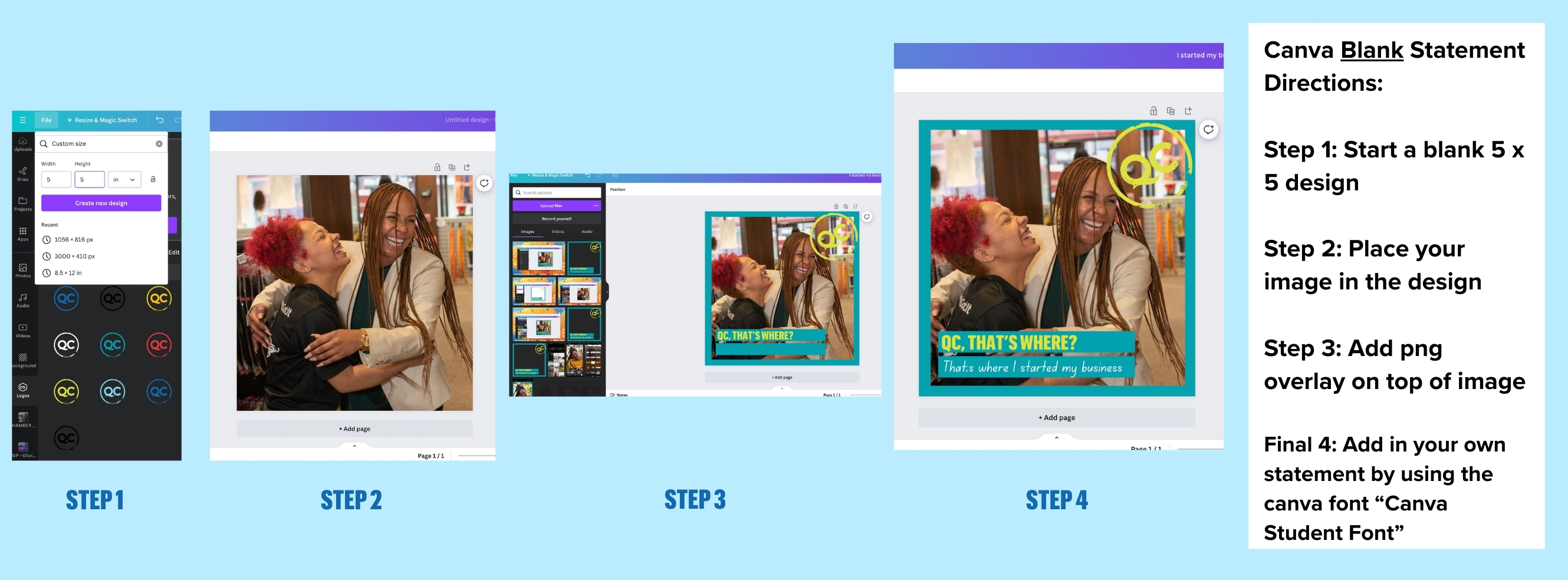 canva instructions for QC summer love graphics